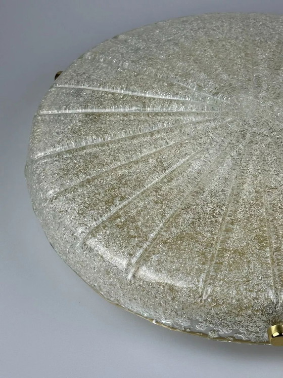 Image 1 of Lámpara de techo de los años 60 y 70, plafón empotrado de cristal de hielo Hillebrand