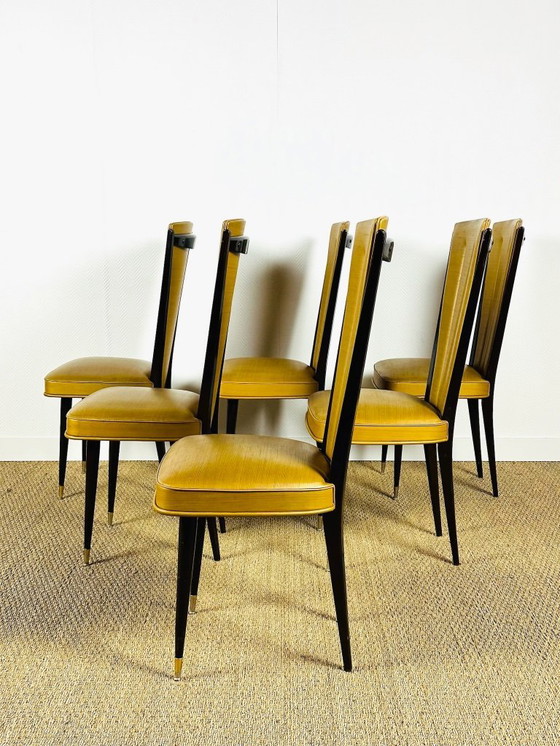 Image 1 of Set van 6 art-deco stoelen, Frankrijk, 1940