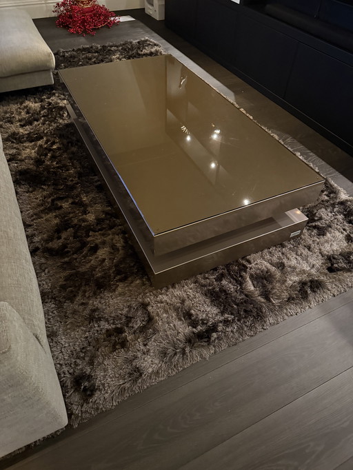 Puuur salon tafel champagne kleurig Metallic incl. bicchiere di vetro 