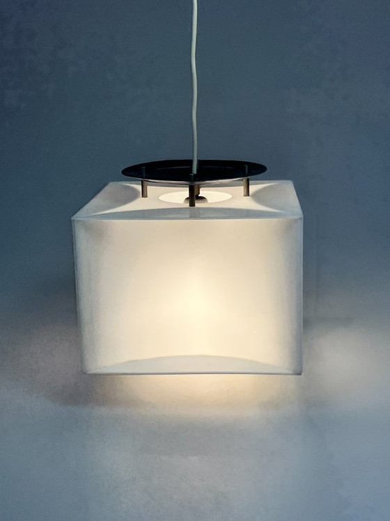 Suspension Cube Blanc Vintage, Space Age, Années 1970 – Métal, Plastique (photo 5 of 18)