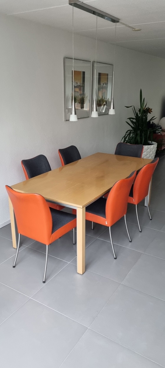 Image 1 of LEOLUX Dining Room Table with 6 BERT PLANTAGIE Dining Room Chairs