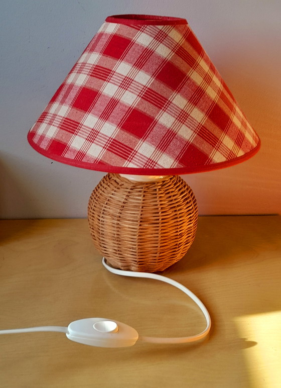 Image 1 of Rattan and ceramic lamp