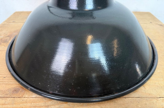 Image 1 of Set of 4 Industrial Black Enamel Pendant Lamps from Elektrosvit, 1960s