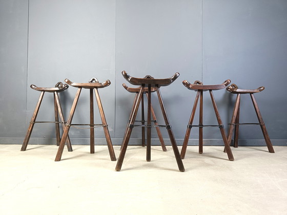 Image 1 of Mid century brutalist bar stools - set of 6, 1960s