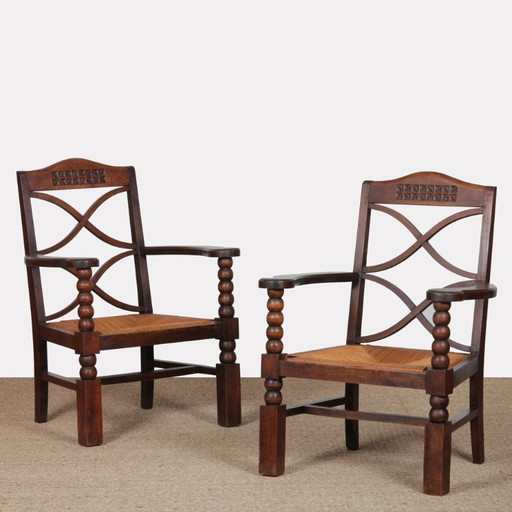 Pair of armchairs in the style of Charles Dudouyt, 1950