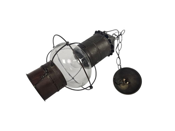 Image 1 of Lampada da nave - Lampada a petrolio - Lampada a sospensione - Rame - Vetro - Anni '50