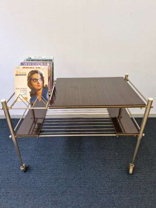 Vintage record furniture / audio furniture on wheels