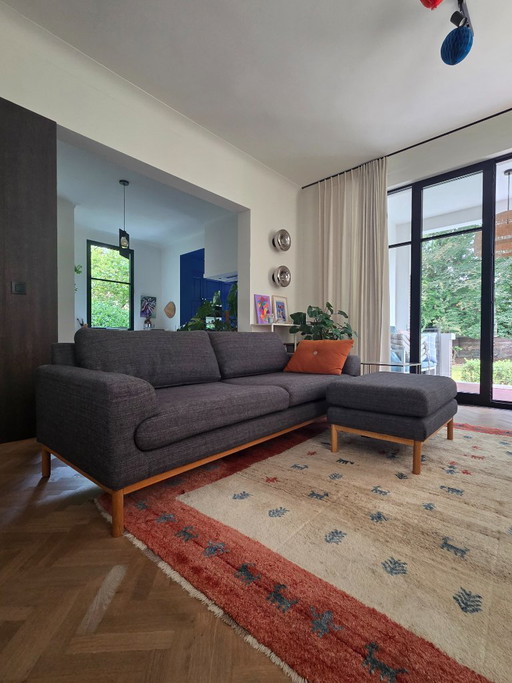 Sofacompany – Canapé 3 places gris avec repose-pieds – Sofa Company, 3 5 zitsbanken, Wood, Cotton