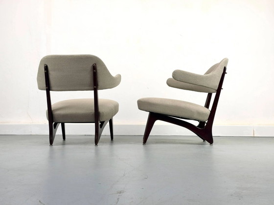 Poltrone lounge con nuovo tessuto, anni '50, Set di 2 – Legno, Mid Century Modern (photo 5 of 23)