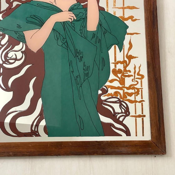 Image 1 of Absinth Robette Jugendstil Werbung Bemalter Spiegel