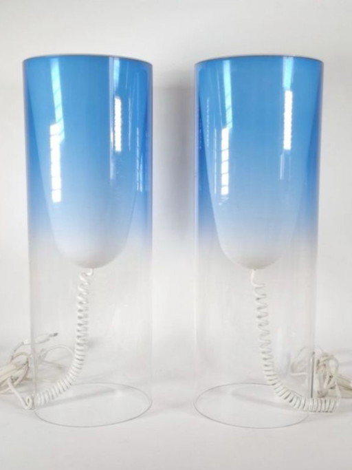 Kartell Toobe Cylindrical Large Acrylic Striking Blue Lamps – vloerlampen, Plastic, Plexiglass