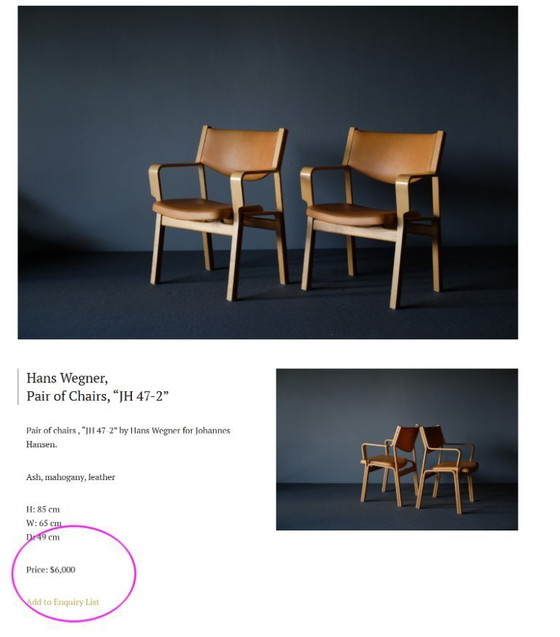 Image 1 of RAR 2X Hans Wegner JH 47-2 bureaustoel, 1980, Denemarken XL