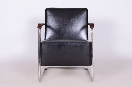 Paar gerestaureerde Bauhaus-fauteuils, van Mücke-Melder, Leer, Tsjechisch, jaren dertig – Leather, Wood (photo 6 of 14)