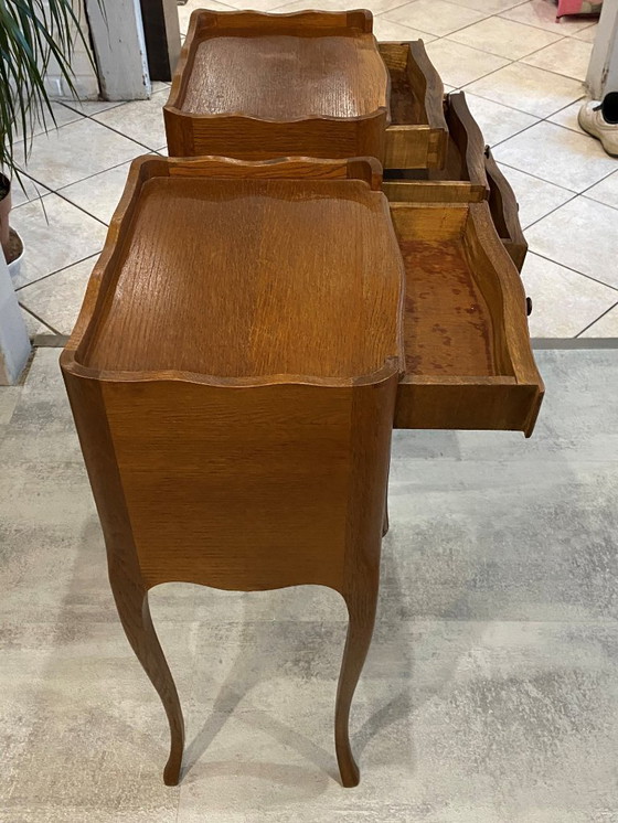 Image 1 of Paar nachtkastjes met lades en nis, Lodewijk XV-stijl