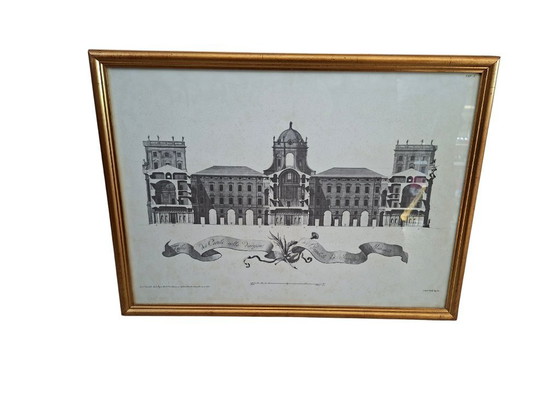 Image 1 of Grabado antiguo del Palacio Real de Caserta, panel X Vanvitelli, década de 1950, 69 x 50 cm.
