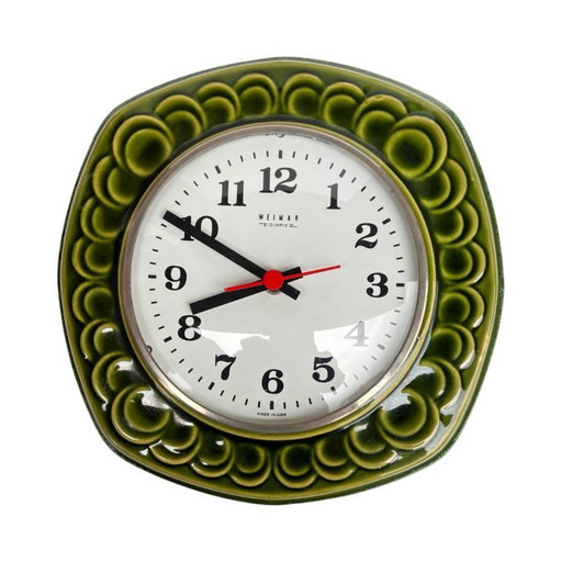 Ceramic green wall clock Weimar, Germany (GDR) – 1970s