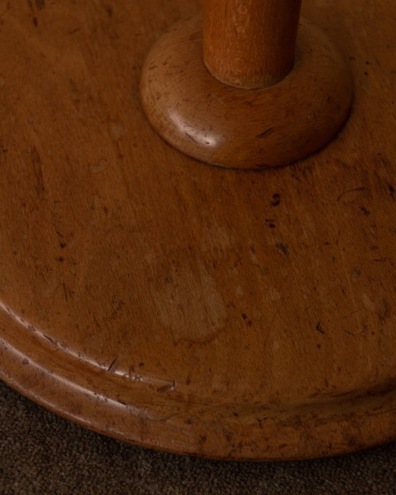 Image 1 of Lampadaire scandinave vintage en pin avec abat-jour en tissu