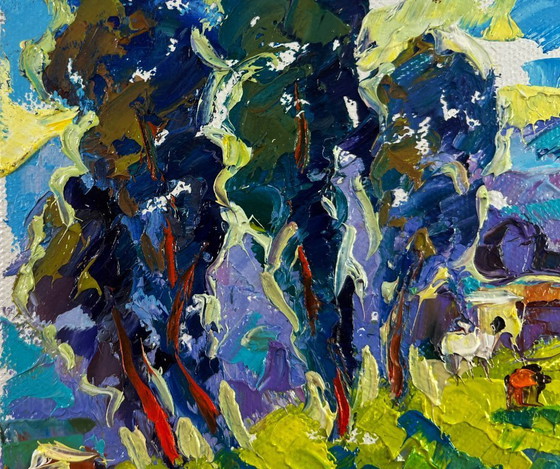 Image 1 of Original Oil Painting Summer Village Landscape Nature speaks in a whisper of grass