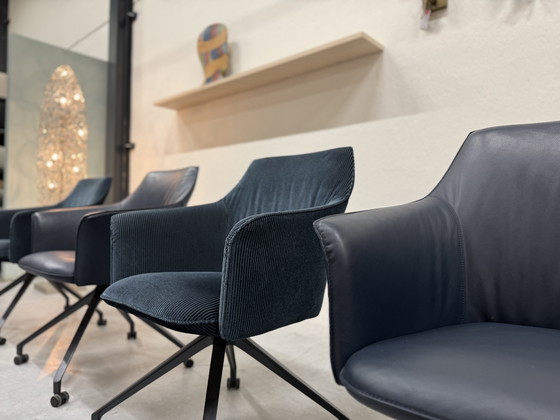 Image 1 of 4 Sedie da pranzo Leolux Callas in tessuto blu/pelle