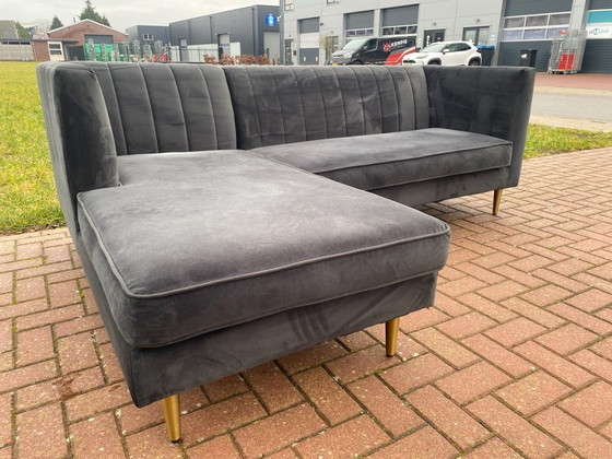 Image 1 of Ecksofa aus blauem Stoff – Robuste und langlebige Konstruktion – Kostenlose Lieferung