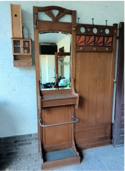 Portemanteau vintage avec porte-parapluies en cuivre