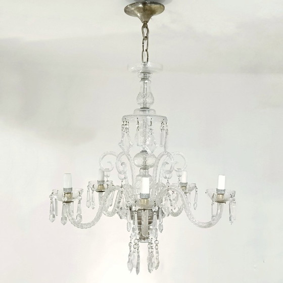 Image 1 of Bohemian Cut Lead Crystal Chandelier, 1930s