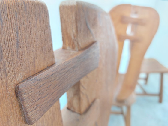 Image 1 of Satz von 4 brutalistischen Stühlen De Puydt- Belgien 1970