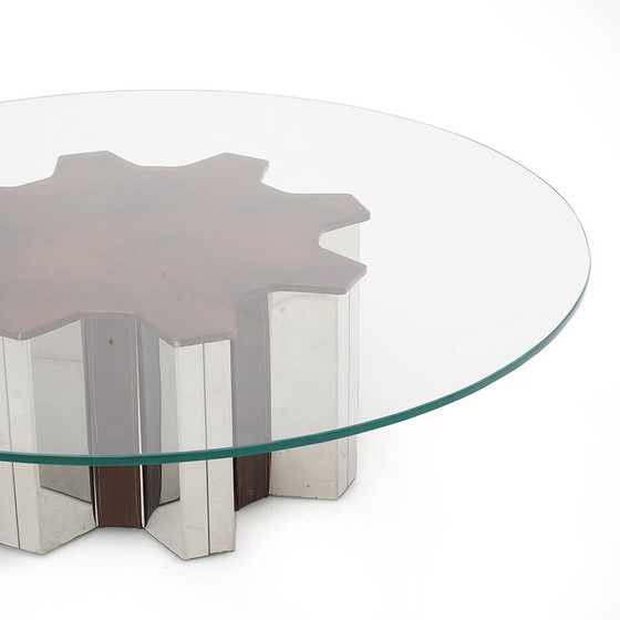 Image 1 of Mesa de centro de acero y vidrio, años 70