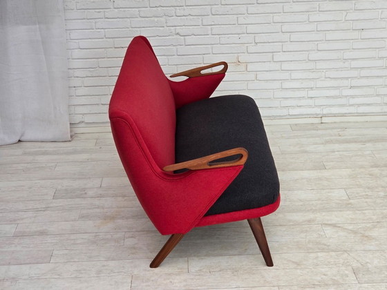 Image 1 of Sofá de dos plazas, diseño danés de Ch. F. Brodersen, década de 1960, retapizado.