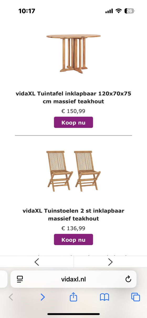 Image 1 of Buiten tafel met 2 stoelen