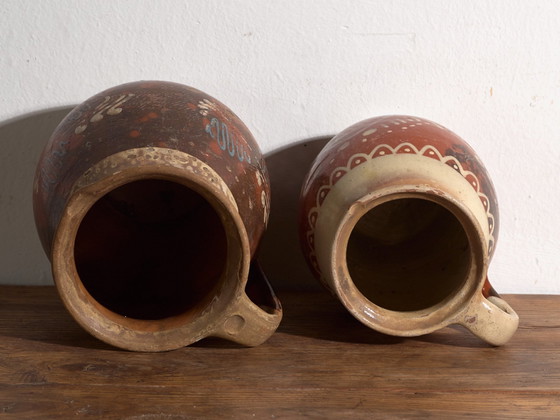 Pair of Antique Glazed Ceramic Jugs, Central Europe, circa 1920, Crockery, Blue (photo 11 of 13)