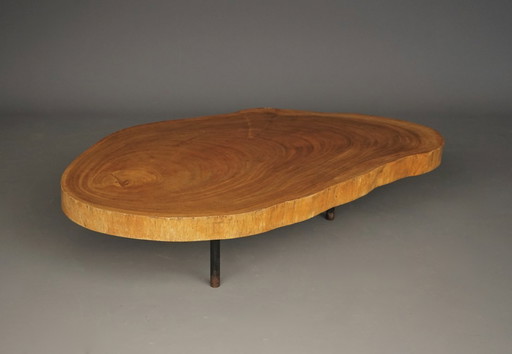 Brutalist live edge Tree Trunk Coffee Table. 1960s