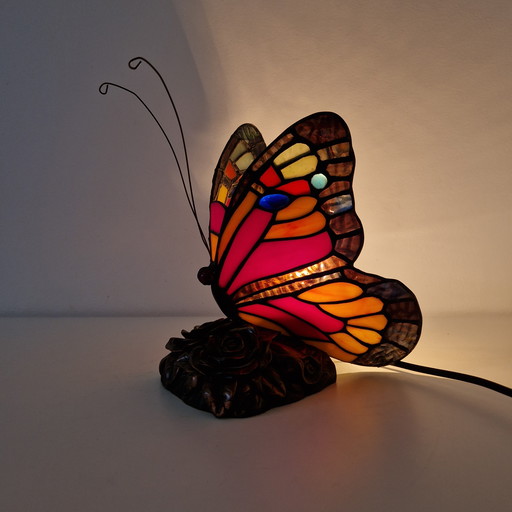 Lampe papillon vintage en verre teinté
