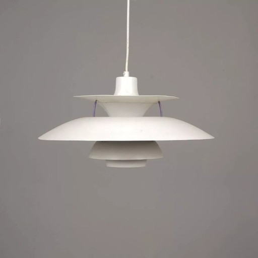 PH5 white pendant light – Poul Henningsen – Aluminium – DK, 1980s