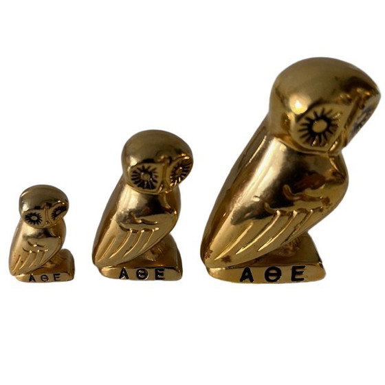Image 1 of Set of vintage Greek owls by Athena 24k gold 1960's