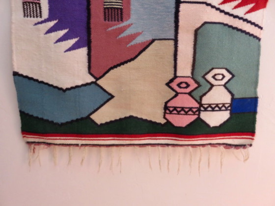 Large wool tapestry, Colombia, hand-woven, folk art, South America, 1970 – Wall decoration (photo 5 of 14)