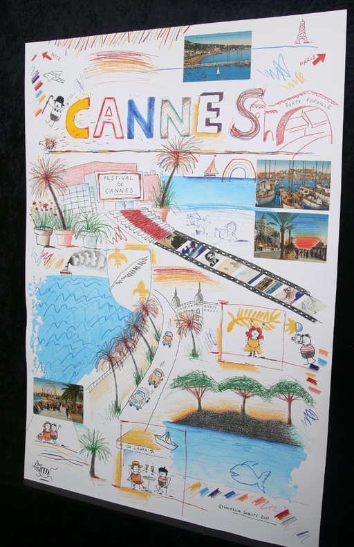Schlote, Wilhelm - Cannes - Original-Entwurfszeichnung - signiertes UNIKAT