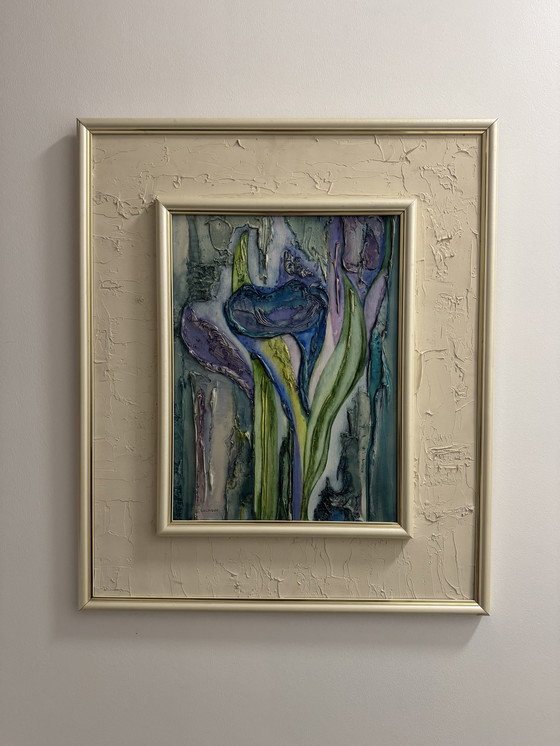 Image 1 of Painting of the blue arum lily by Joëlle Lallagüe, 1993