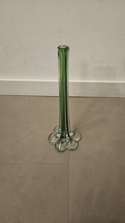 Green murano style soliflore vase