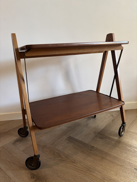 Image 1 of Vintage Scandinavische Opklapbare Serveerwagen Jaren 60/70 M