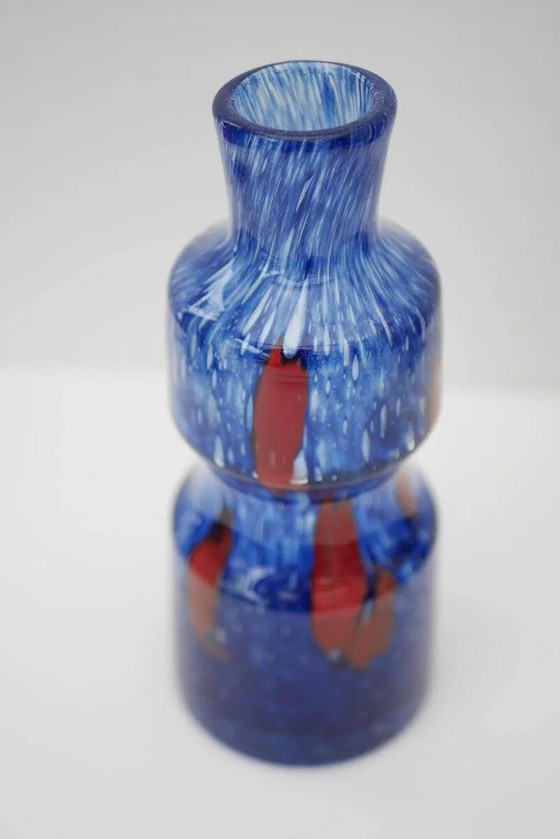 Image 1 of Blue glass art vase from Prachen Glass Works