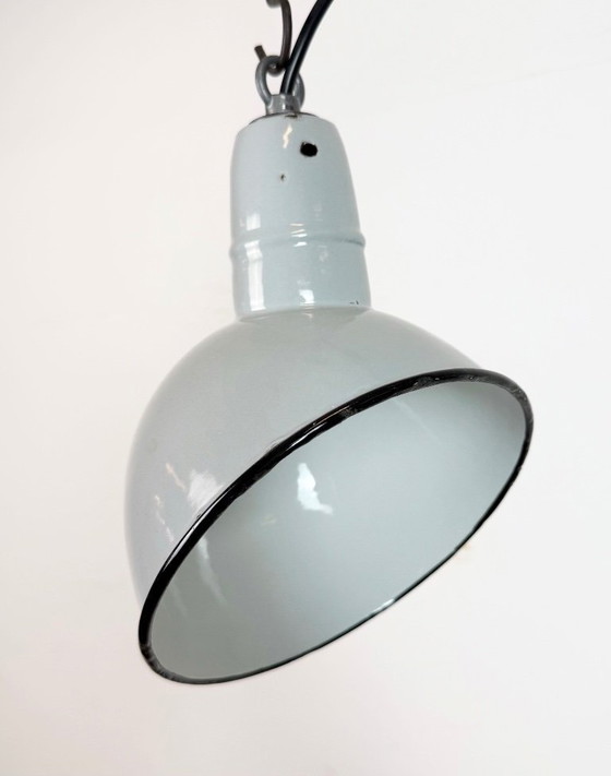 Image 1 of Industrial Grey Enamel Factory Pendant Lamp, 1960s