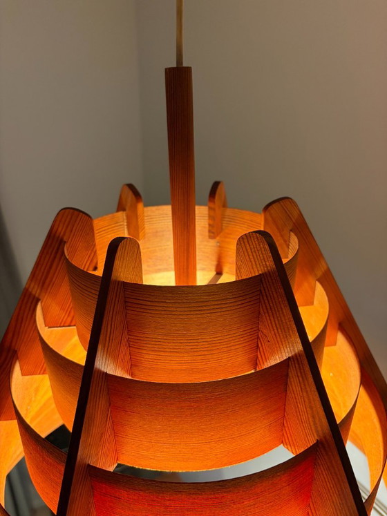 Designer pendant lamp by Hans-Agne Jakobsson for AB Ellysett Markaryd - 1960s. – AB Ellyset Markaryd., Wood (photo 11 of 19)
