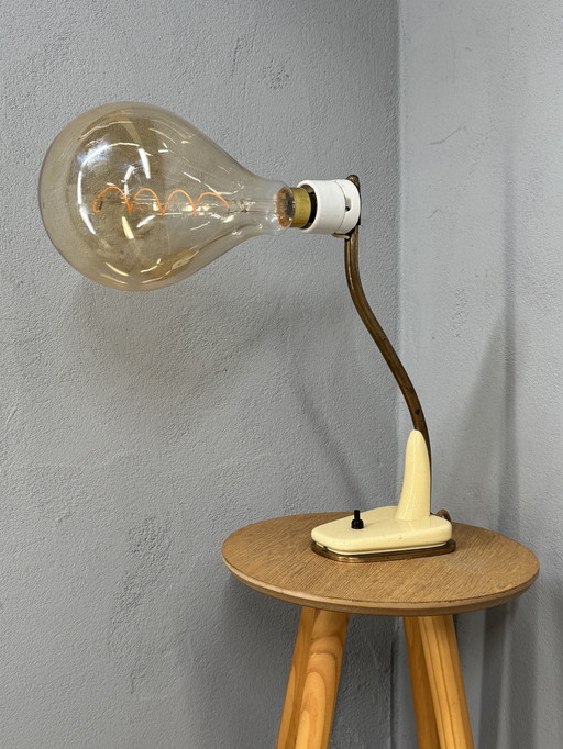 Vintage table lamp with brass arm