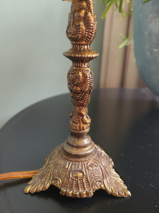 Image 1 of Lampada da tavolo vintage con coperchio e cappello da lampada