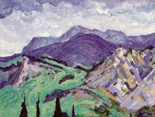 Original Oil Painting Landscape Nature Spring in the Mountains – schilderijen tekeningen, Canvas (photo 2 of 5)