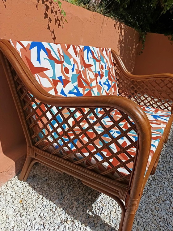 Vintage rotanbank uit de jaren 70 – 2 zitsbanken, Rattan (photo 8 of 11)