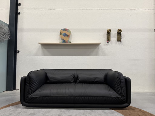 Leolux Lunetta Canapé 3 places Ceras Peat Black Leather