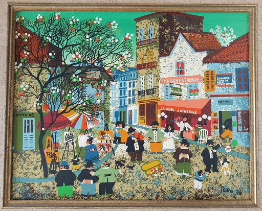 Scène De Vie À Montmartre, Signed Pero In 1976