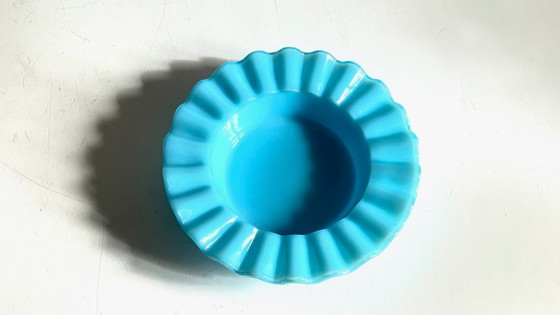 Image 1 of CENDRIER Vide-Poche Verre OPALIN Bleu VINTAGE